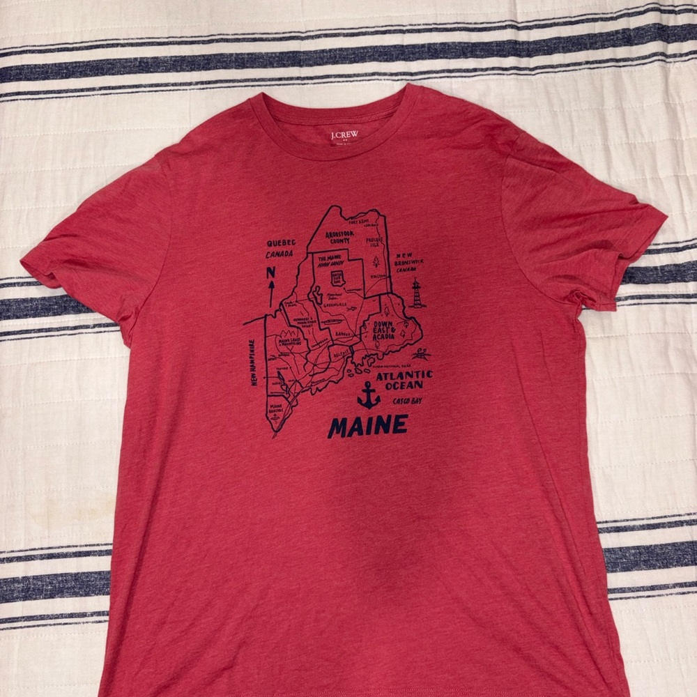 J. Crew Red Maine Graphic Tee
